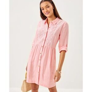 Lilly Pulitzer Lagoon Linen‎ Size XL Pink Dress 3/25 018700 $228